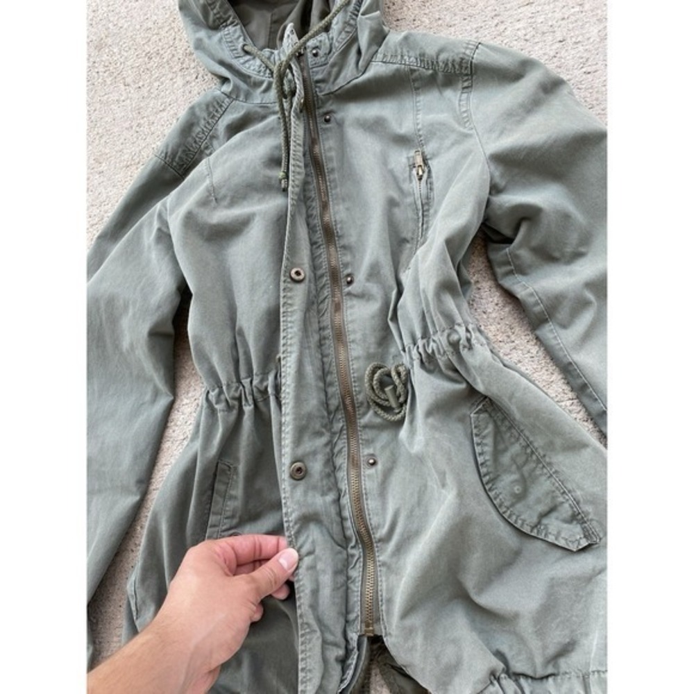 Vintage Ambiance Y2K Womens Size M Hooded Army Green Cotton Utility Jacket Adjus - Picture 3 of 10